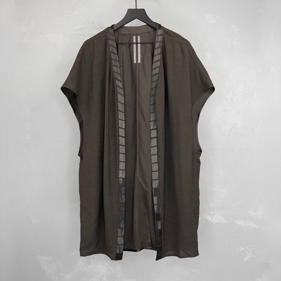 Rick Owens Mainline S/S 18 Dirt Open Front Vest w/ Bronze Beads Sz. US 12